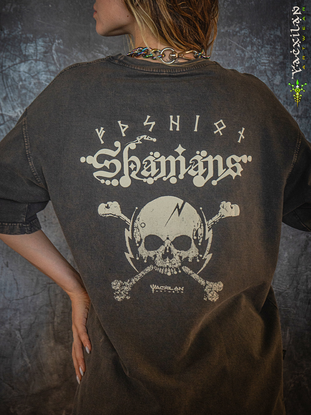 T-Shirt Oversized Men / french Teri Acidwash - Wood SHAMANS